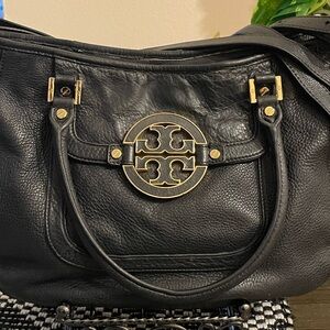 Tory Burch EUC  Black Crossbody Bag with Gold Accents